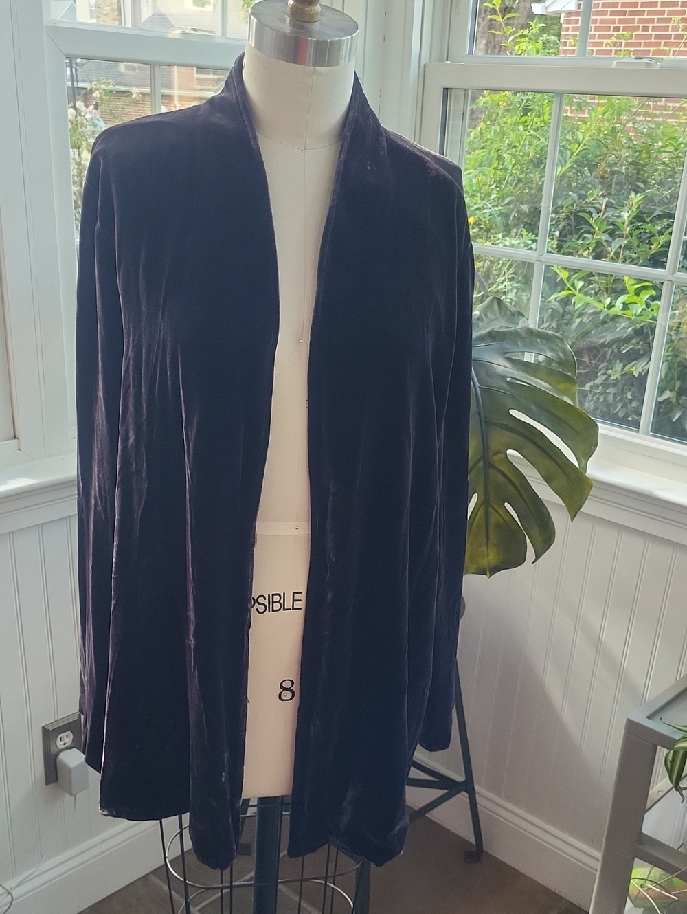 Eileen Fisher Midnight PURPLE Velvet Open-Front JACKET